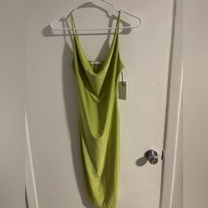 Iris Vibrant Green Satin Dress